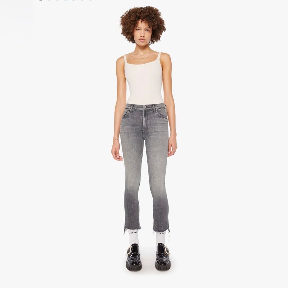NWT MOTHER INSIDER CROP FRAY straight grey jeans 26 grunge 90s indie sleaze
